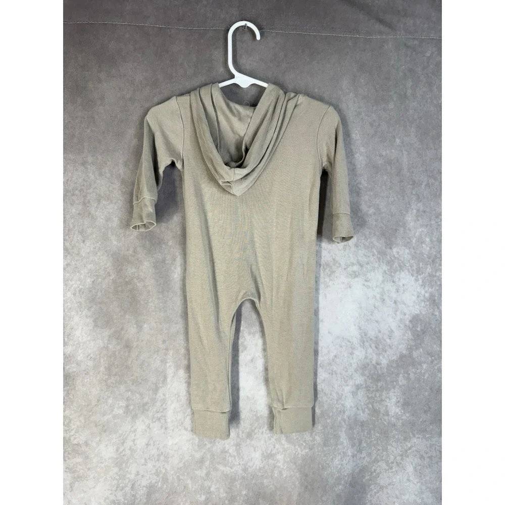 Kyte Baby Zip Jersey Hooded Romper Bamboo In Khaki Tan Baby Size 3-6 Months